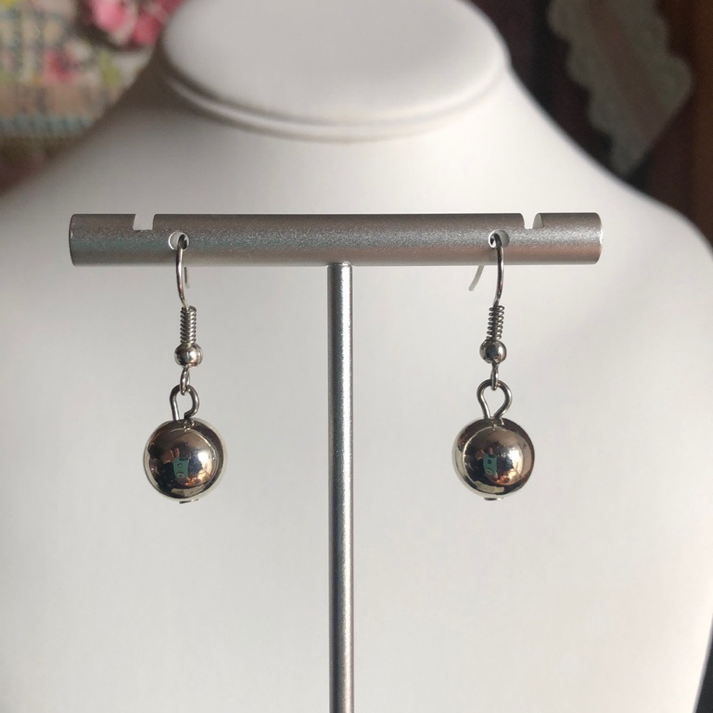 Silver Ball Drop Earrings
